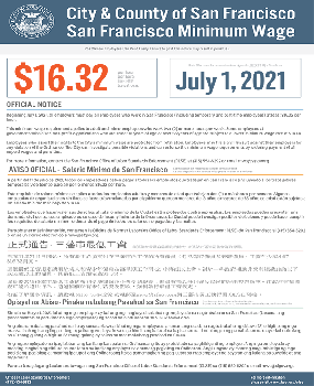 County of San Francisco Minimum Wage Ordinance Official Poster